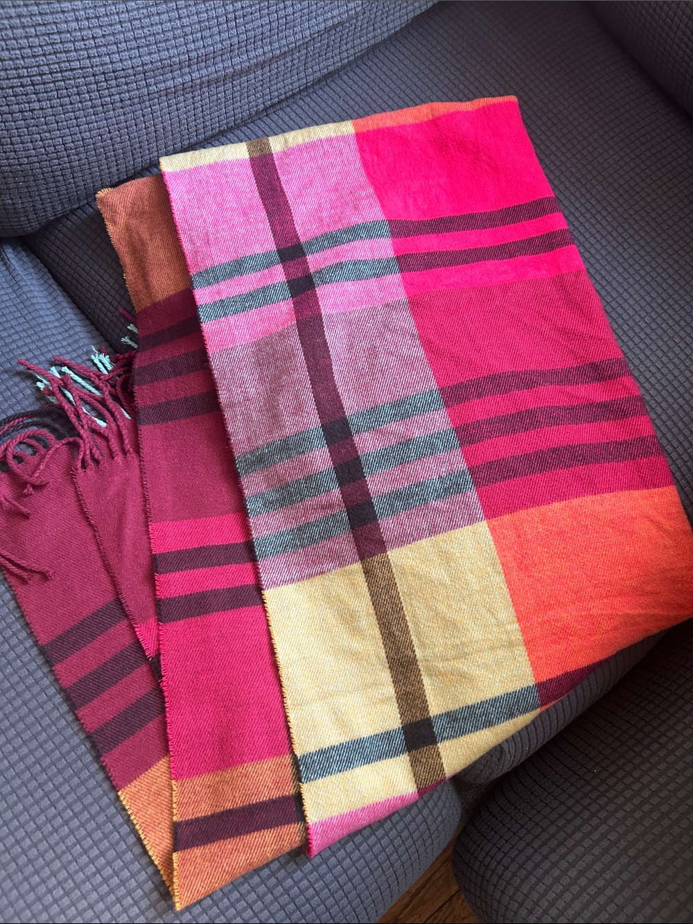 Plaid Pink Multi-Color wide scarf- SOFT!!